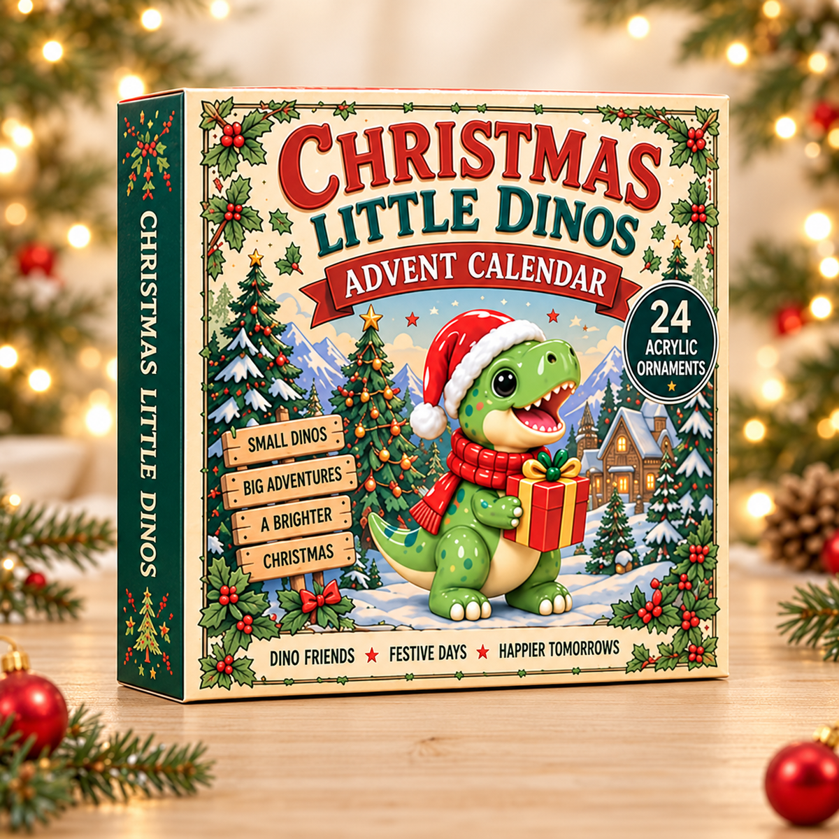 Christmas Little Dinos Advent Calendar 2026 - 24-Day Festive Countdown, Acrylic Charms Blind Box - Gift For Dinosaurs Lovers