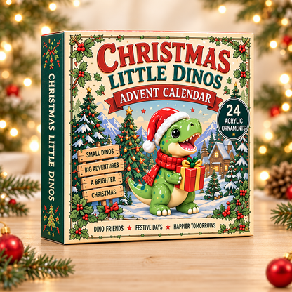 Christmas Little Dinos Advent Calendar 2026 - 24-Day Festive Countdown, Acrylic Charms Blind Box - Gift For Dinosaurs Lovers