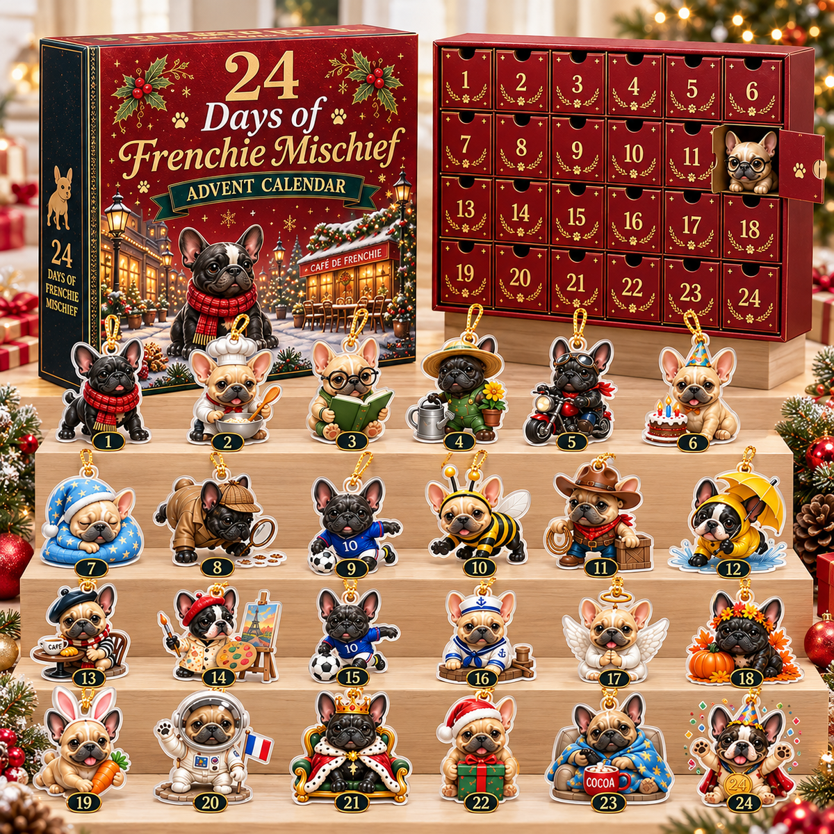 24 Days of Frenchie Mischief - 2026 Advent Calendar Blind Box of 24 Ornaments