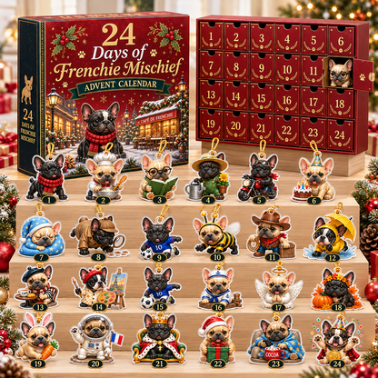 24 Days of Frenchie Mischief - 2026 Advent Calendar Blind Box of 24 Ornaments
