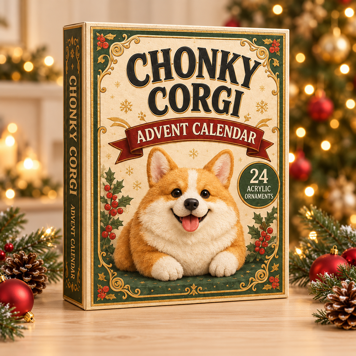 Chonky Corgi Advent Calendar 2026 - 24-Day Festive Countdown, Acrylic Charms Blind Box - Gift For Corgi Lovers