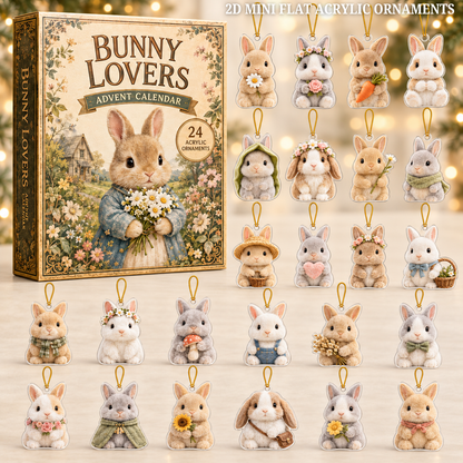 Bunny Lovers Advent Calendar 2026 - 24-Day Festive Countdown, Acrylic Charms Blind Box - Gift For Farm Lovers