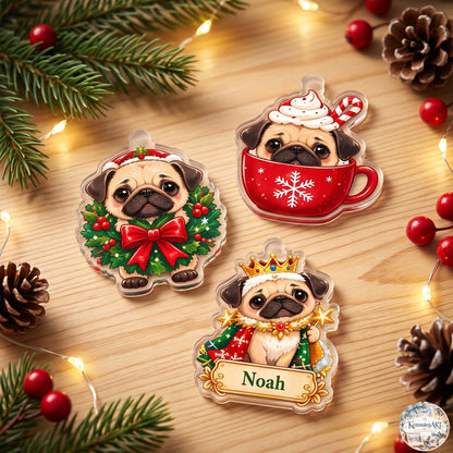 Pug Holiday Advent Calendar 2026 | 24 Day Christmas Countdown with Personalized 2D Name Charm