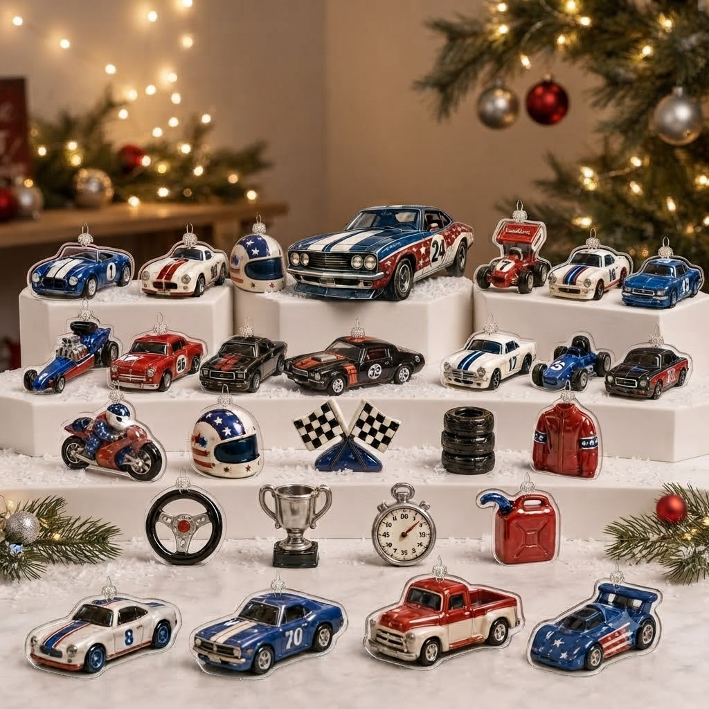 America Race Cars Advent Calendar 2026 - 24-Day Festive Countdown, Acrylic Charms Blind Box