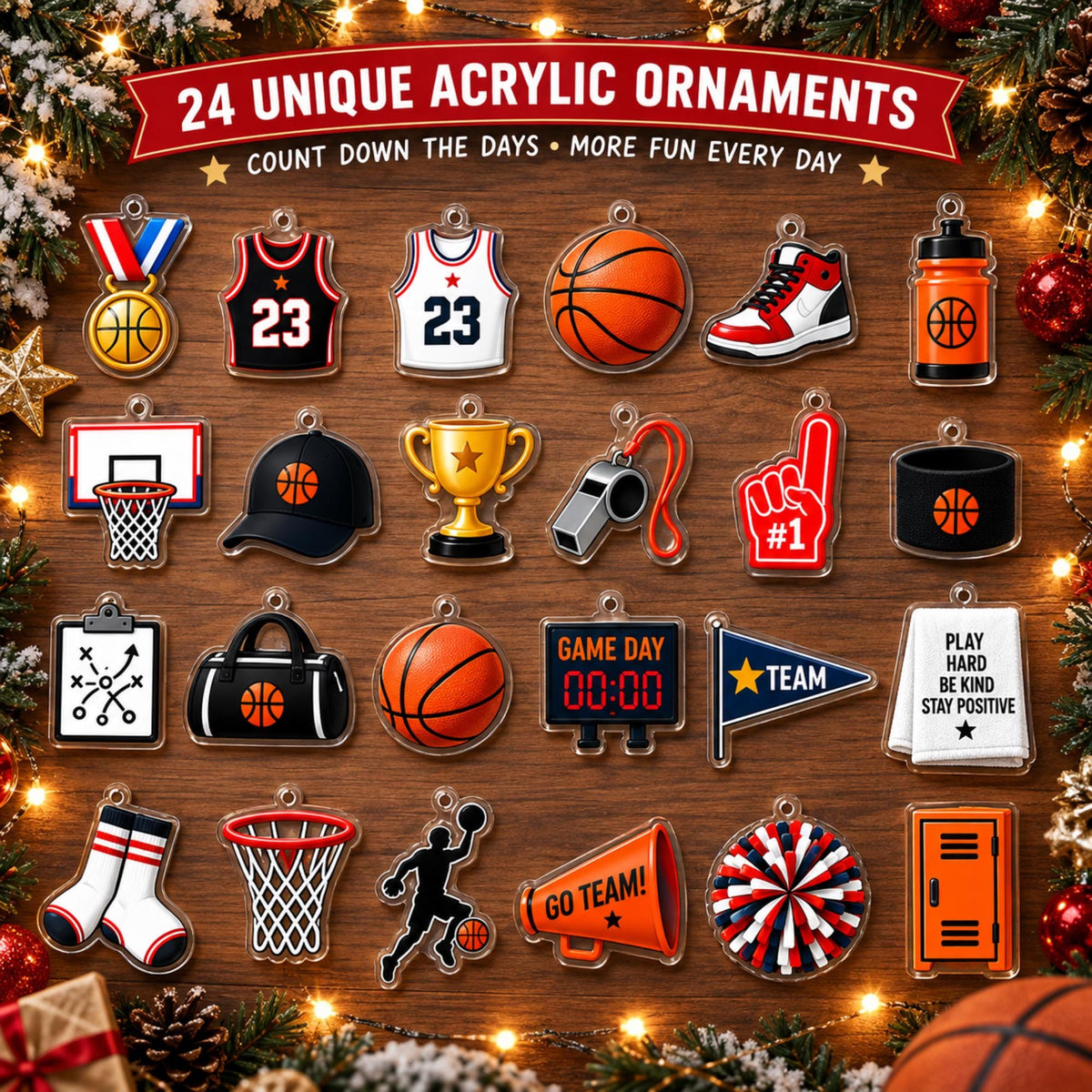 Personalized Basketball Advent Calendar, Custom Photo & Name, Christmas Gift for Basketball Player