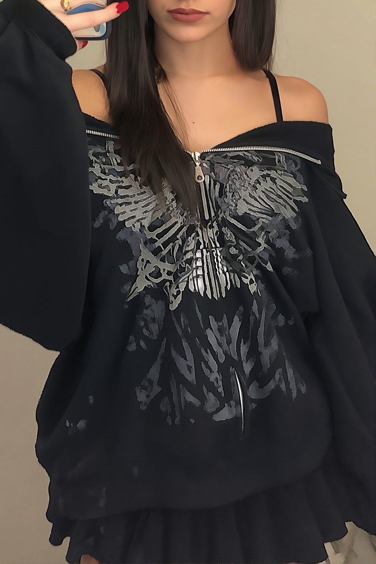 Butterfly Graphic Off Shoulder Sweatshirt