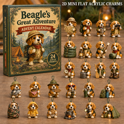 Beagles Great Adventure Advent Calendar 2026 - 24-Day Festive Countdown, Acrylic Charms Blind Box - Gift For Beagle Lovers