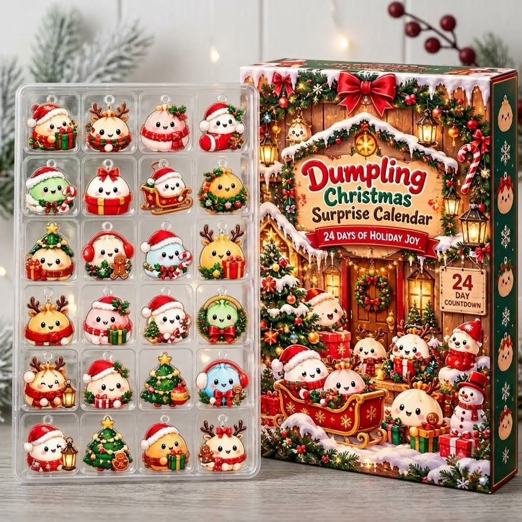 Dumpling Advent Calendar 2026, 24 Days Christmas Countdown, Cute Dumpling Ornament Set