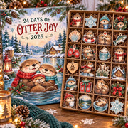 Otter Advent Calendar 2026, 24 Day Christmas Countdown, Cute Otter Ornaments, Woodland Animal Holiday Gift, Otter Lover Christmas Decor