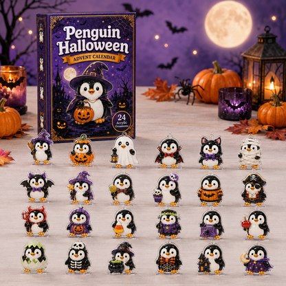 Penguin Halloween Advent Calendar 2026 - 24-Day Festive Countdown, Acrylic Charms Blind Box - Gift For Penguin Lovers