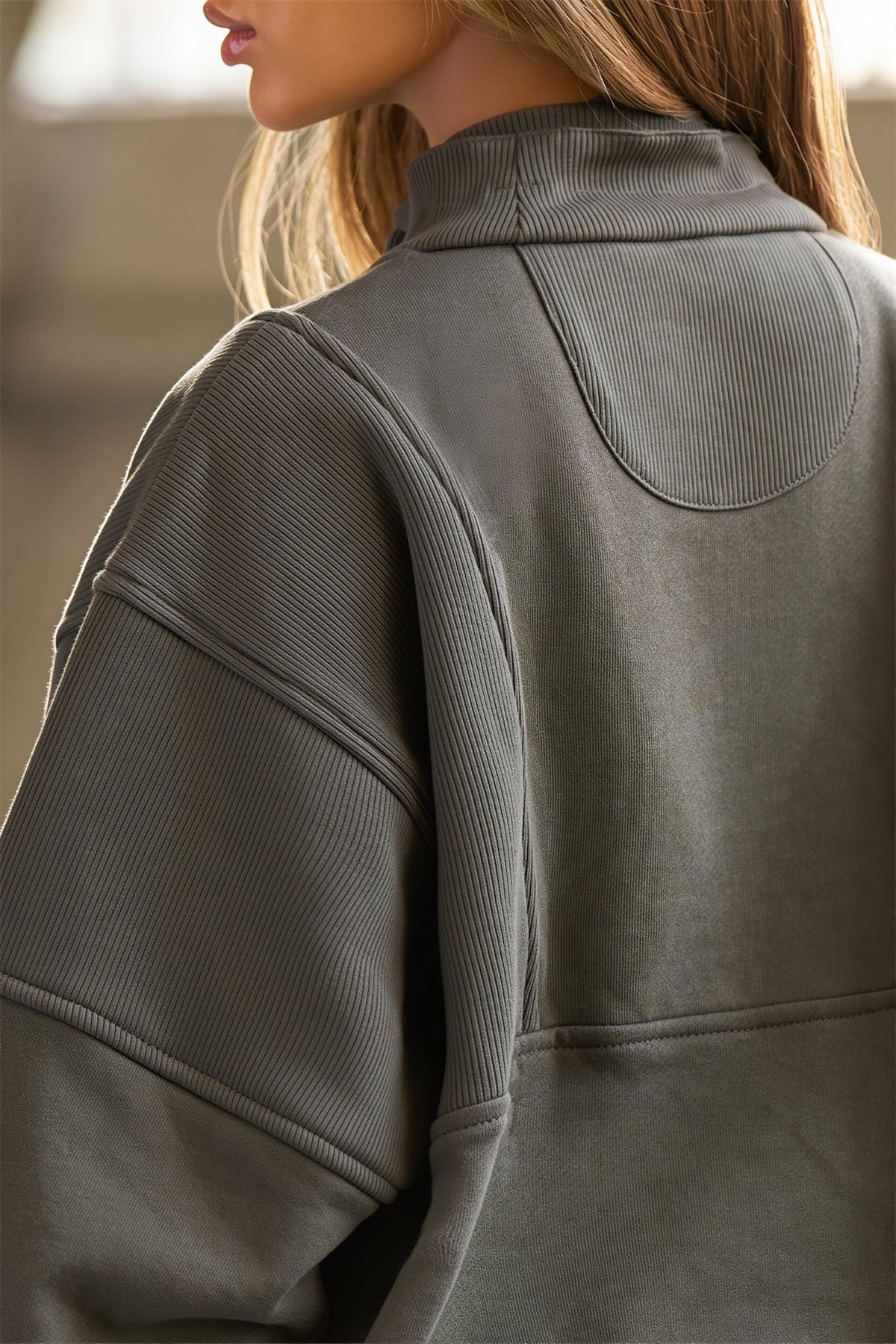 Oversized Half Zip Longline Sweatshirt