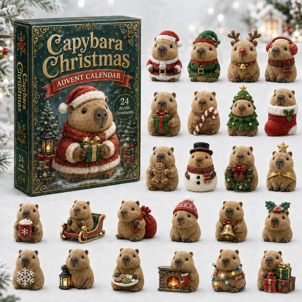 Capybara Christmas Advent Calendar 2026 - 24-Day Festive Countdown, Acrylic Charms Blind Box - Gift For Capybara Lovers