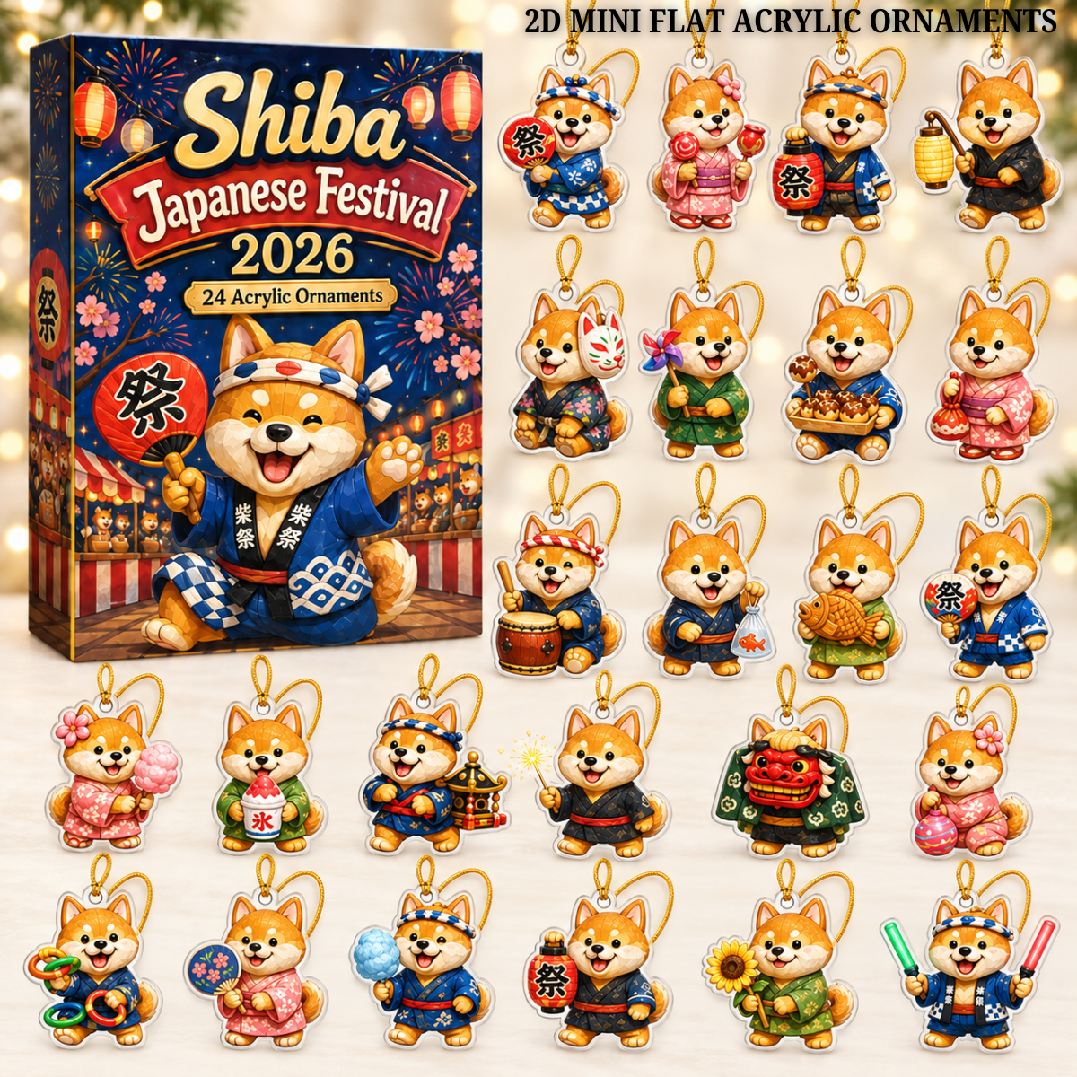 Shiba Japanese Festival Advent Calendar 2026 - 24-Day Festive Countdown, Acrylic Charms Blind Box - Gift For Shiba Inu Lovers