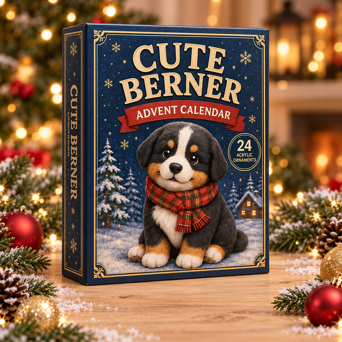 Cute Berner Winter Advent Calendar 2026 - 24-Day Festive Countdown, Acrylic Charms Blind Box - Gift For Bernese Lovers