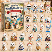 Vacation West Highland Terrier Advent Calendar 2026 - 24-Day Festive Countdown, Acrylic Charms Blind Box - Gift For West Highland Terrier Lovers