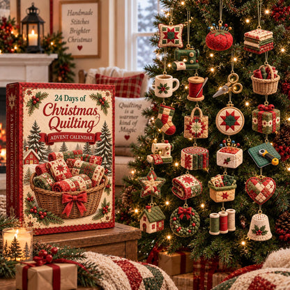 2026 Quilting Advent Calendar: 24-Day Christmas Countdown, Acrylic Ornaments (Box)