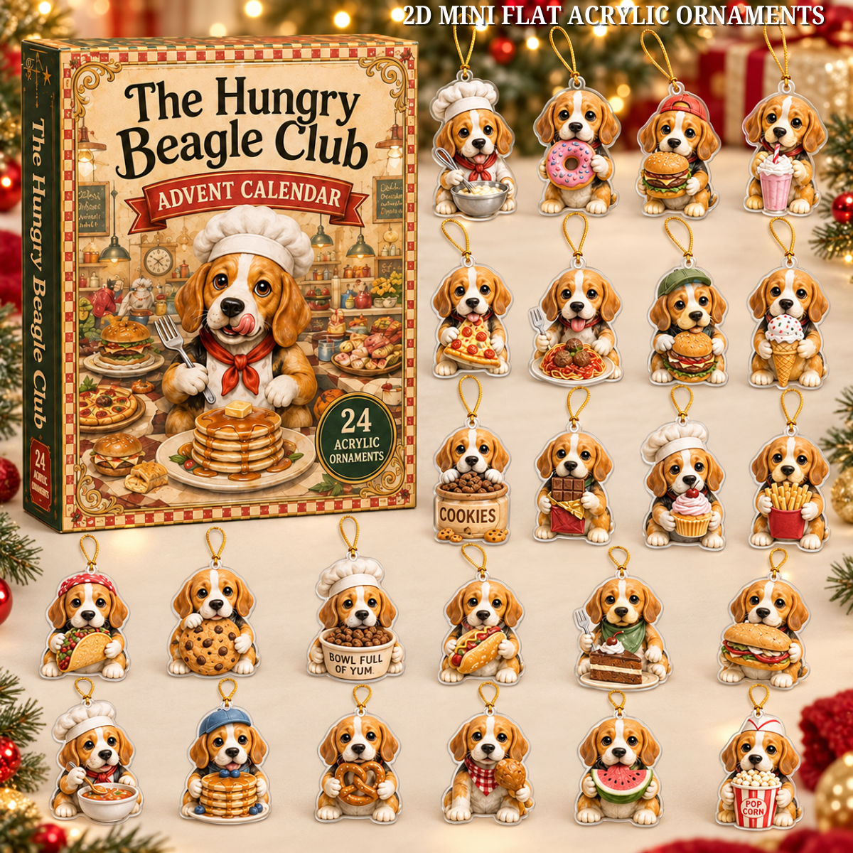 The Hungry Beagle Club Advent Calendar 2026 - 24-Day Festive Countdown, Acrylic Charms Blind Box - Gift For Beagle Lovers