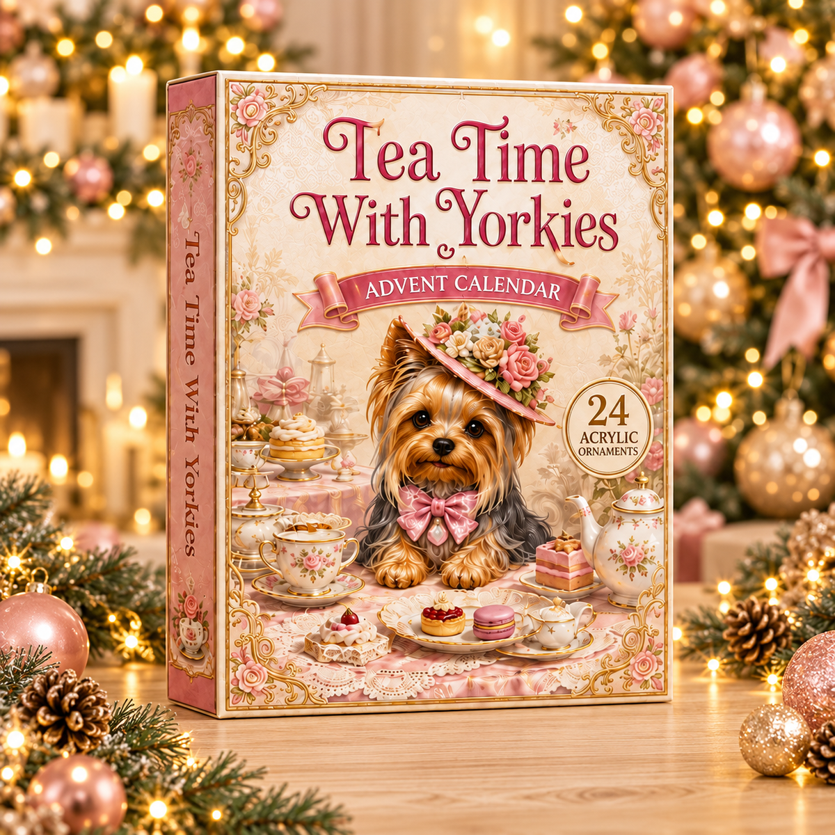 Tea Time With Yorkies Advent Calendar 2026 - 24-Day Festive Countdown, Acrylic Charms Blind Box - Gift For Yorkshire Terrier Lovers