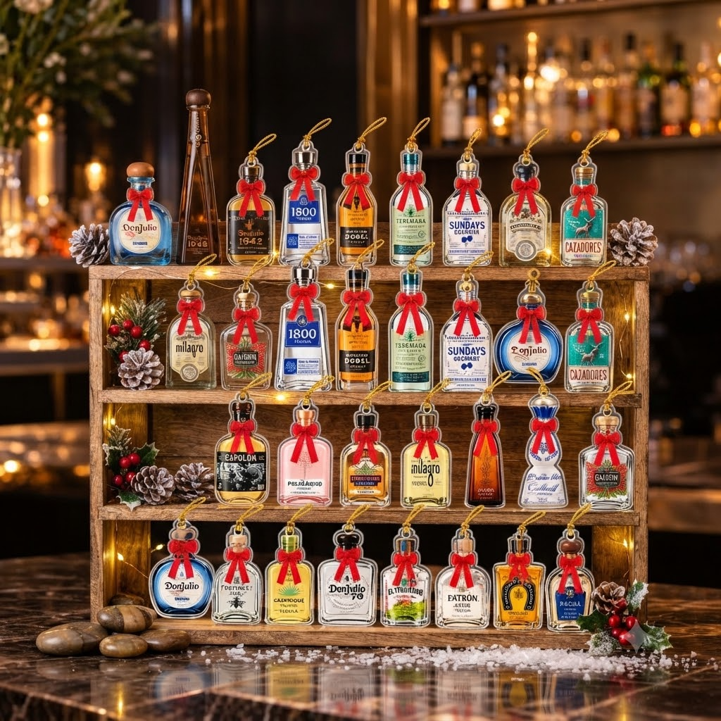 24-Day Mini Tequila Bottle Advent Blind Box For Holiday Celebration, Bar Table Decor