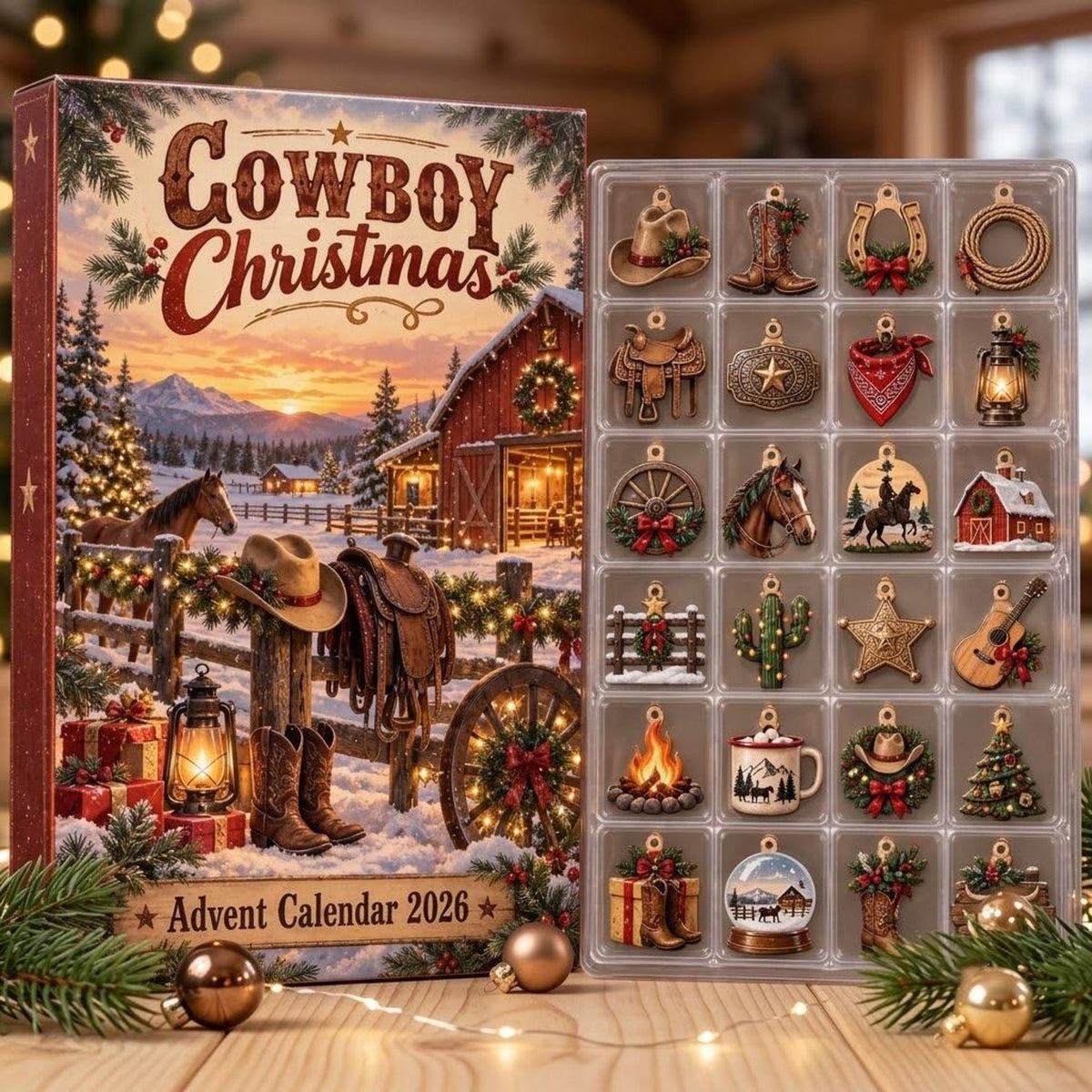 Personalized Cowboy Christmas Advent Calendar 2026, Western Holiday Countdown, Rustic Ranch Gift, Custom Name Christmas Box Ngoc Anh Ho Thi