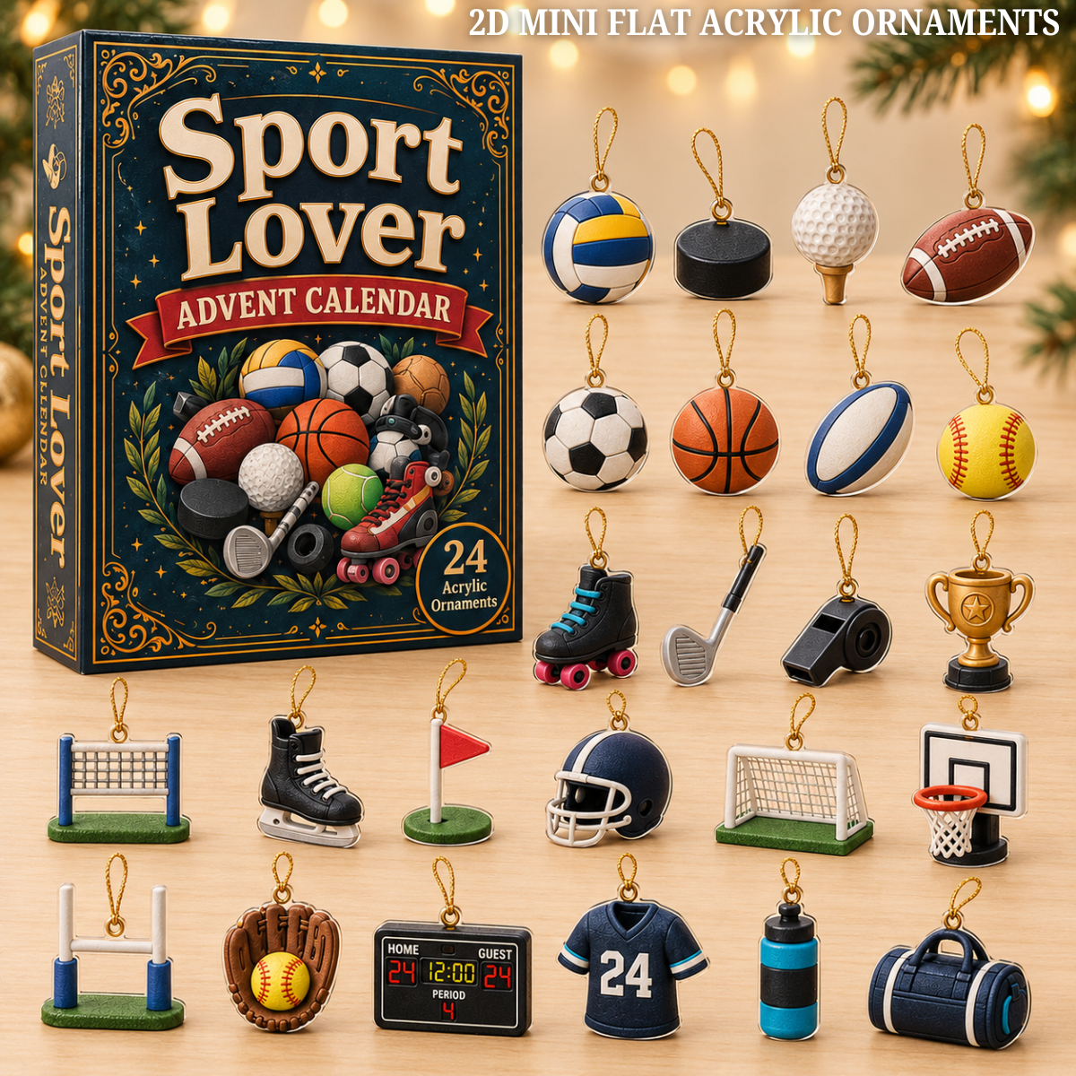 Sport Lover Advent Calendar 2026 - 24-Day Festive Countdown, Acrylic Charms Blind Box - Gift For Sports Lovers