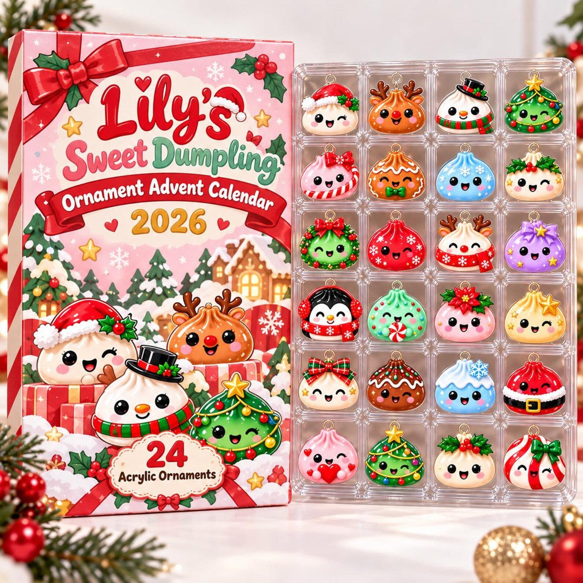 Christmas Dumpling Advent Calendar 2026, 24 Custom Dumpling Charms, Family Countdown Calendar, Kids Holiday Gift, Blind Box Xmas Gift John