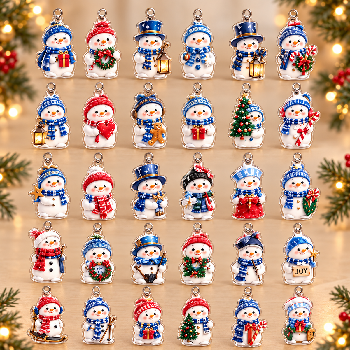 24-Day Snowman Advent Calendar, Acrylic Christmas Countdown Ornaments, Gift For Kid