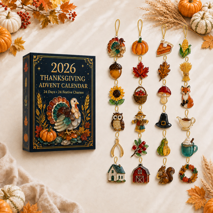 2026 Thanksgiving Advent Calendar, 24-Day Fall Countdown with Acrylic or Wood Charms