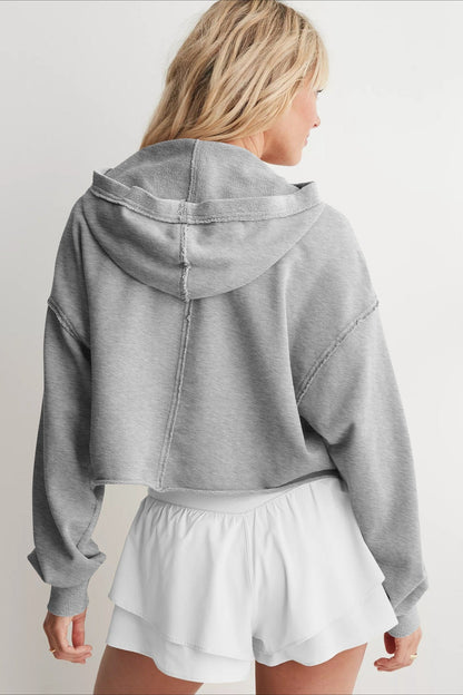 Relaxed V Neck Collared Pullover Sweatshirt