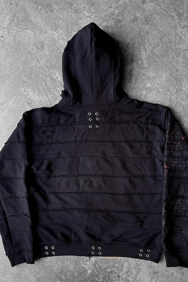 Layered Graphic Zip-Up Hoodie
