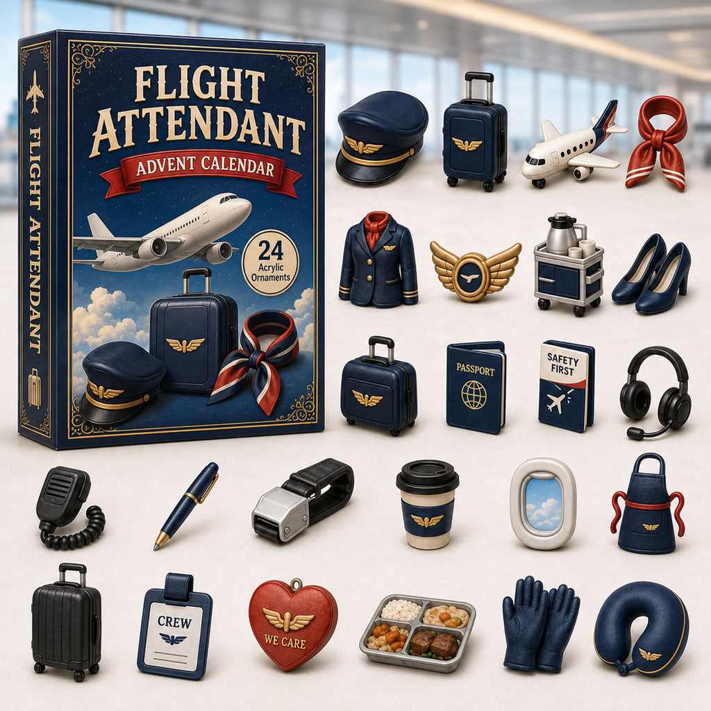 Flight Attendant Advent Calendar 2026 - 24-Day Festive Countdown, Acrylic Charms Blind Box - Gift For Job Lovers