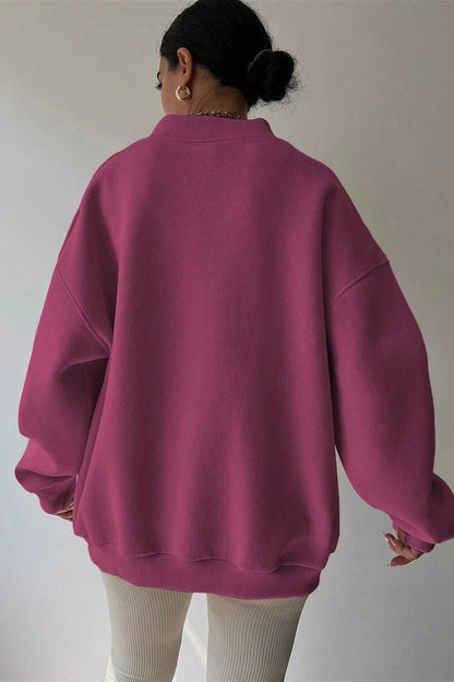 Solid Oversized V Neck Sweatshirt
