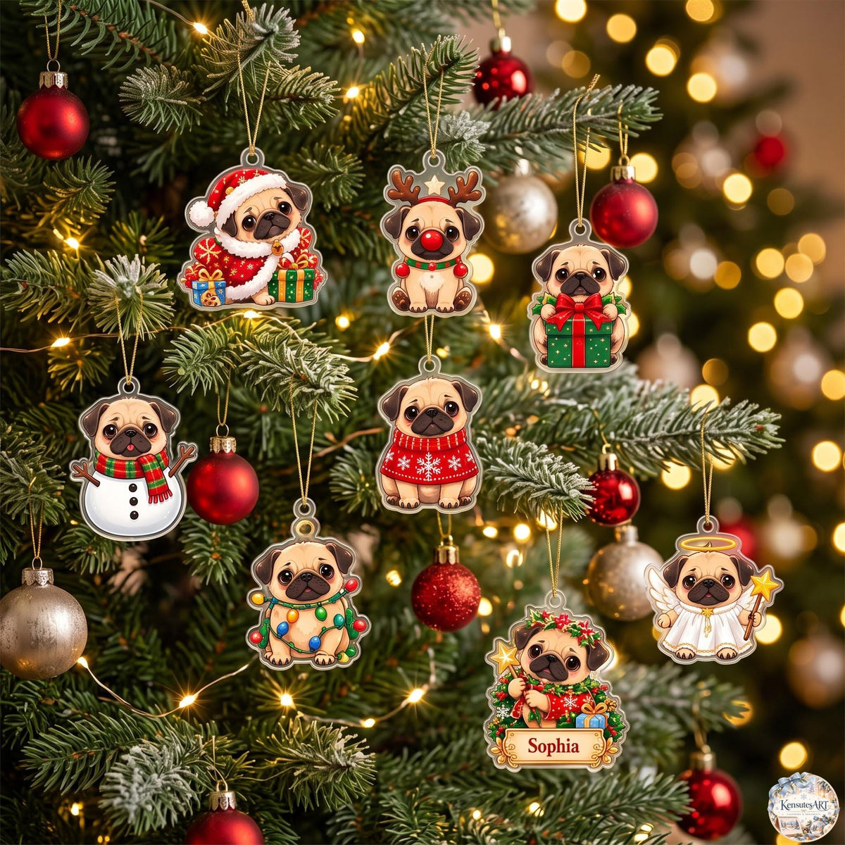 Pug Holiday Advent Calendar 2026 | 24 Day Christmas Countdown with Personalized 2D Name Charm