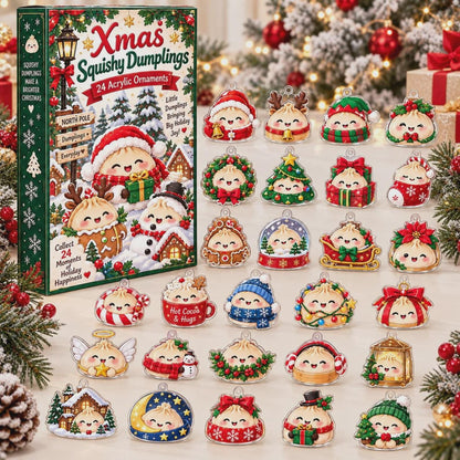 Christmas Blind Box Advent Calendar, 24 Acrylic Dumpling Charms, Cute Food Ornament Set, Holiday Countdown Collector Gift Box 2026