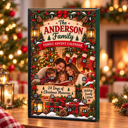 Personalized Family Christmas Advent Calendar 2026, Custom Family Name Blind Box, 24 Day Holiday Family Xmas Countdown Ornament Set