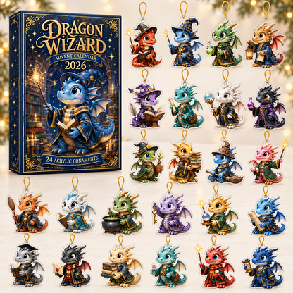 Dragon Wizard Advent Calendar 2026 - 24-Day Festive Countdown, Acrylic Charms Blind Box - Gift For Dragon Lovers