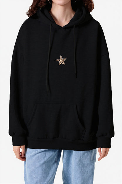 Leopard Star Patch Pullover Hoodie