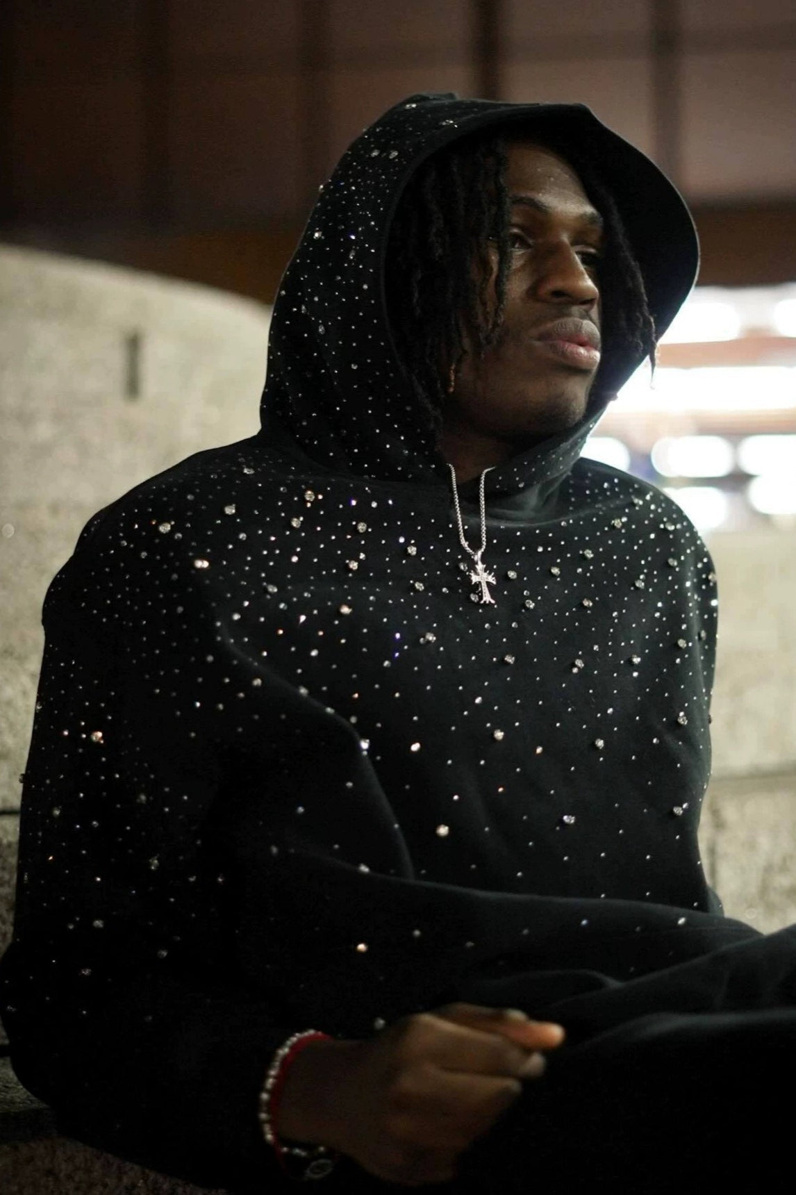 Sexy Crystal Star Hooded Pullover Hoodie