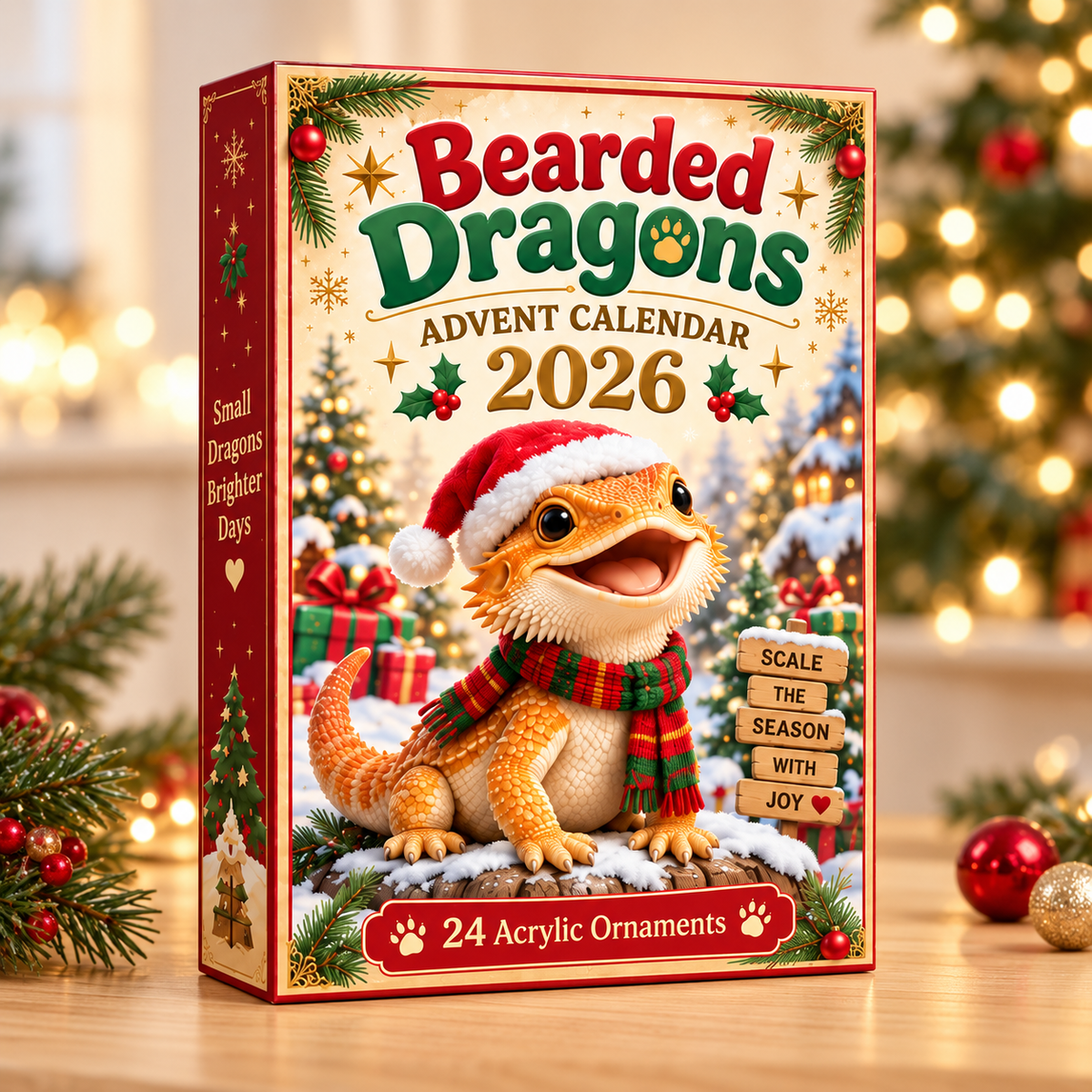 Bearded Dragons Advent Calendar 2026 - 24-Day Festive Countdown, Acrylic Charms Blind Box - Gift For Bearded Dragon Lovers