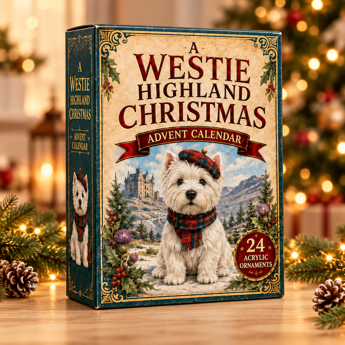A Westie Highland Christmas Advent Calendar 2026 - 24-Day Festive Countdown, Acrylic Charms Blind Box - Gift For Dog Lovers