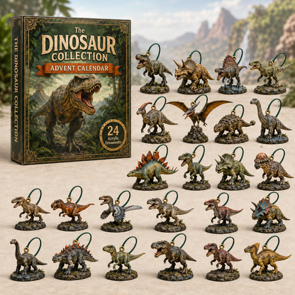 Dinosaur World Realm Advent Calendar 2026 - 24-Day Festive Countdown, Acrylic Charms Blind Box - Gift For Dinosaur Lovers