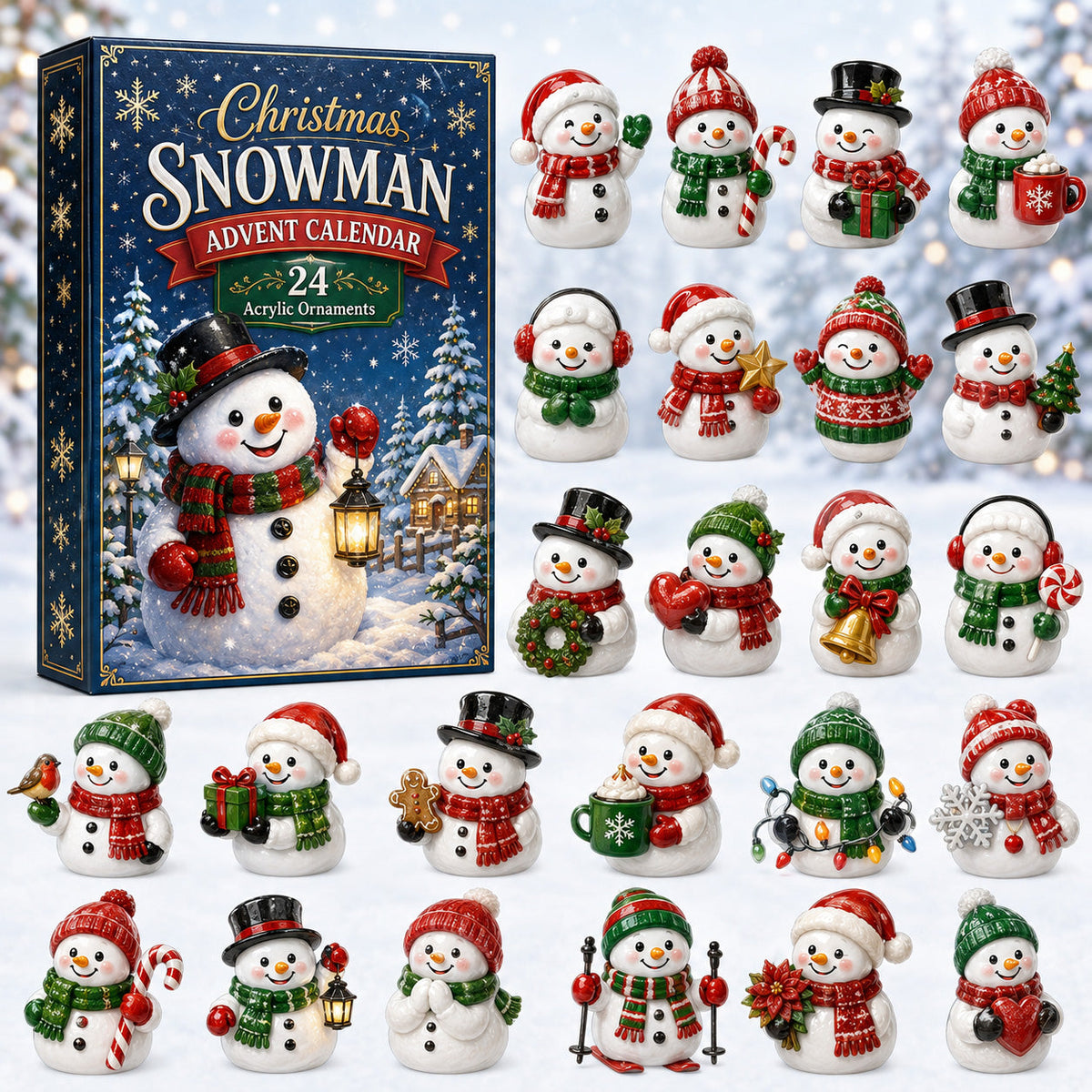 Christmas Snowman Advent Calendar 2026 - 24-Day Festive Countdown, Acrylic Charms Blind Box - Gift For Family Members