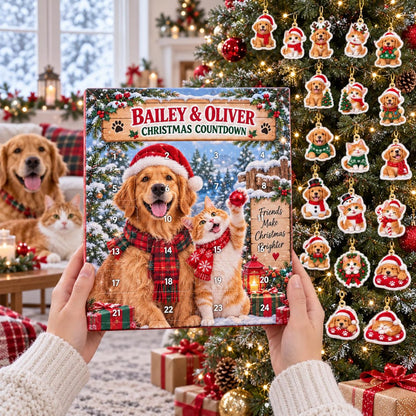 Personalized Pet Advent Calendar 2026, Custom Dog and Cat Christmas Countdown, Photo Ornament Gift for Dog Mom, Cat Mom, Pet Owners & Family