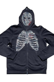 Rhinestone Skeleton Zip Hoodie