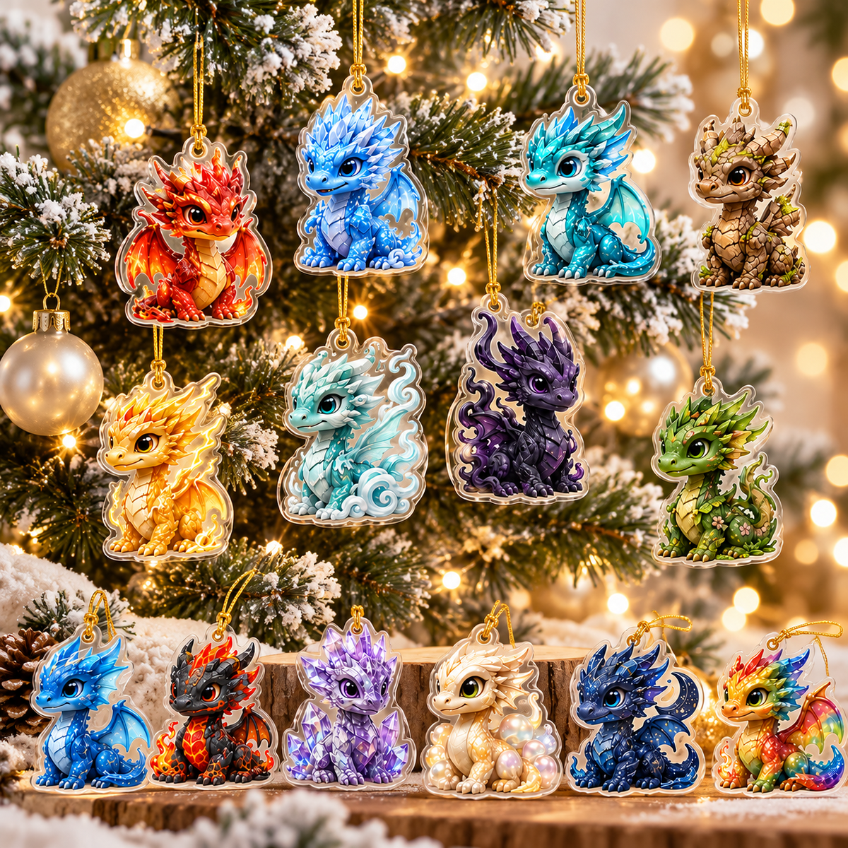 Elemental Dragons Advent Calendar 2026 - 24-Day Festive Countdown, Acrylic Charms Blind Box - Gift For Dragon Lovers