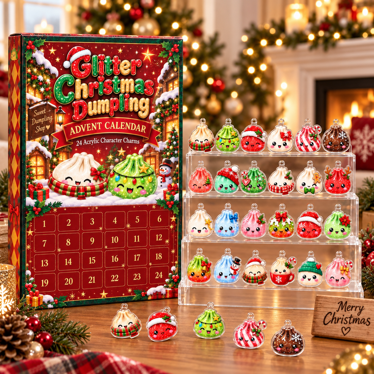 Dumpling Advent Calendar 2026, 24 Mini Squishy Christmas Countdown, Kawaii Mystery Toy Calendar, Cute Holiday Gift for Kids