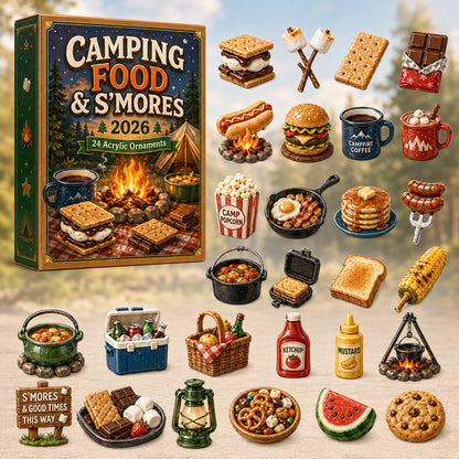 Camping Food & Smores Advent Calendar 2026 - 24-Day Festive Countdown, Acrylic Charms Blind Box - Gift For Campers, Family & Friends