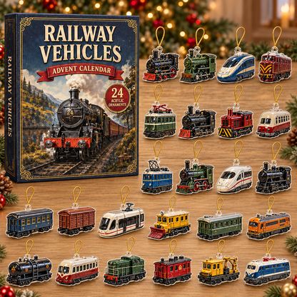 Railway Vehicles Train Advent Calendar 2026 - 24-Day Festive Countdown, Acrylic Charms Blind Box - Gift For Vehicle Lovers
