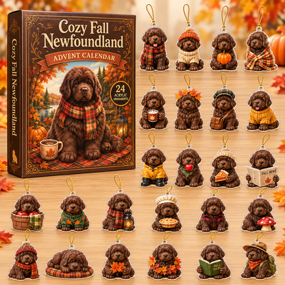 Cozy Fall Newfoundland Advent Calendar 2026 - 24-Day Festive Countdown, Acrylic Charms Blind Box - Gift For Newfoundland Lovers