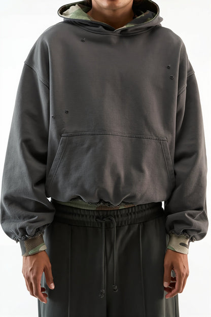 Camouflage Trim Cropped Hoodie